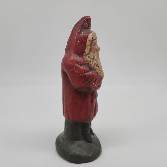 Vintage Ceramic Santa Claus Figurine With Tree Signed 6.5" Rustic - Picture 4 of 8